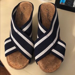 Lucky Brand Wedge Stripped Slides